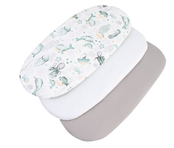 Medi Partners Medi Partners 3 – Pak – Fitted sheet for stroller – cotton – Ocean – White – Gray