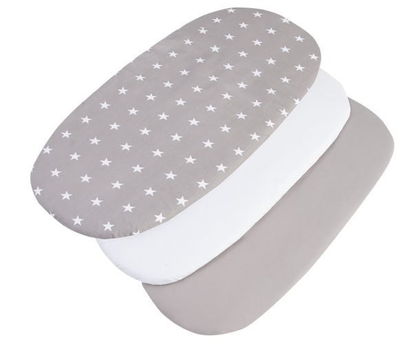 Medi Partners Medi Partners 3 – Pak – Fitted sheet for stroller – cotton – Stars – White – Gray
