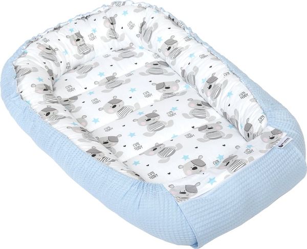 Medi Partners Medi Partners Baby cocoon/nest – Waffle – Teddy + blue Waffle