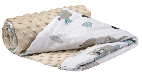 Medi Partners Medi Partners Blanket 75x100 cotton + minky – Zoo + beige Minky