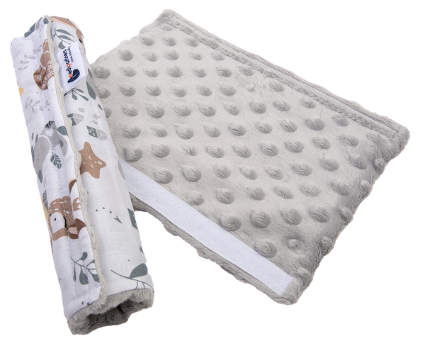 Medi Partners Medi Partners Cotton + Minky car seat belt protector – Jelonki + gray Minky