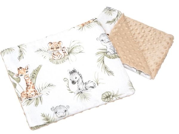 Medi Partners Medi Partners Quilt 55x75 + pillow 35x30 cotton + minky – Safari + beige Minky