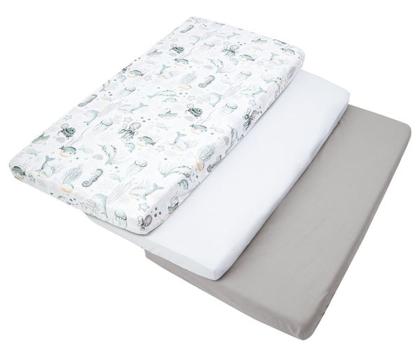 Medi Partners Medi Partners Set of 3 pcs. Fitted Sheet 60x120 cm 100% Cotton Baby Bed Linen Mattress