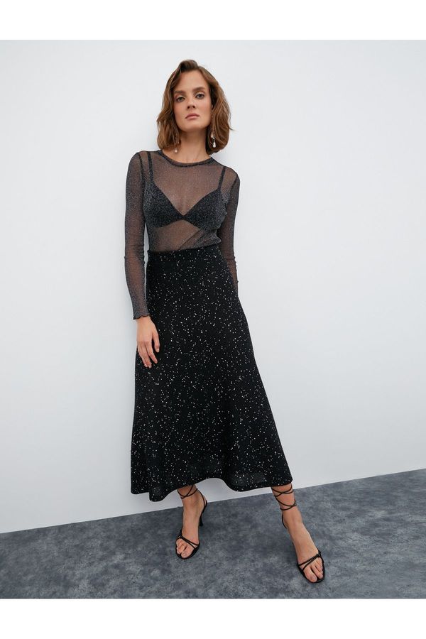 Koton Melis Ağazat X Koton - Sequined Flared Midi Skirt