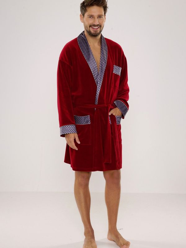 De Lafense Men's bathrobe De Lafense 772 Bonjour short 3XL-4XL burgundy 069
