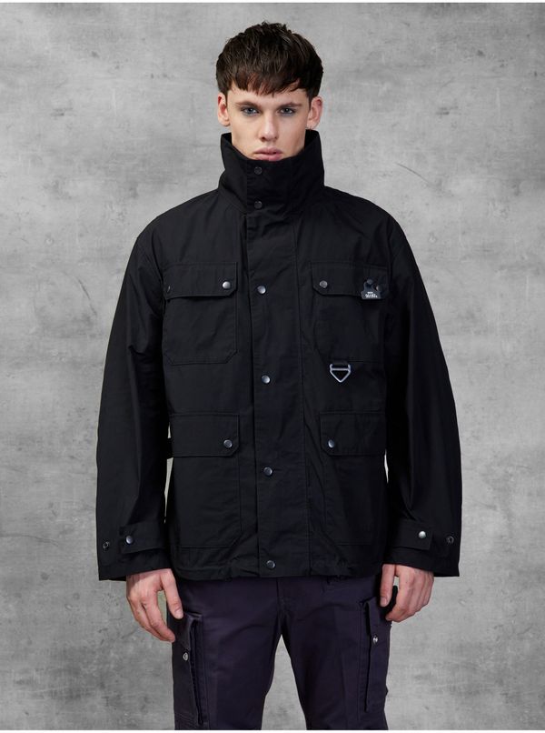 Diesel Men's Black Lightweight Jacket with Pockets and Concealed Hood Diesel - Men's