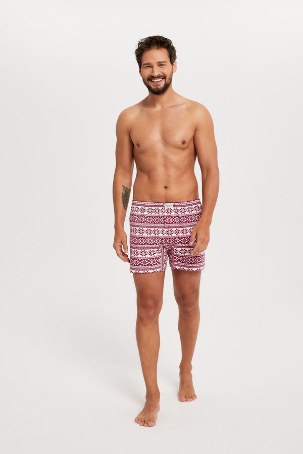 Italian Fashion Men's boxer shorts Arctic - dark red print