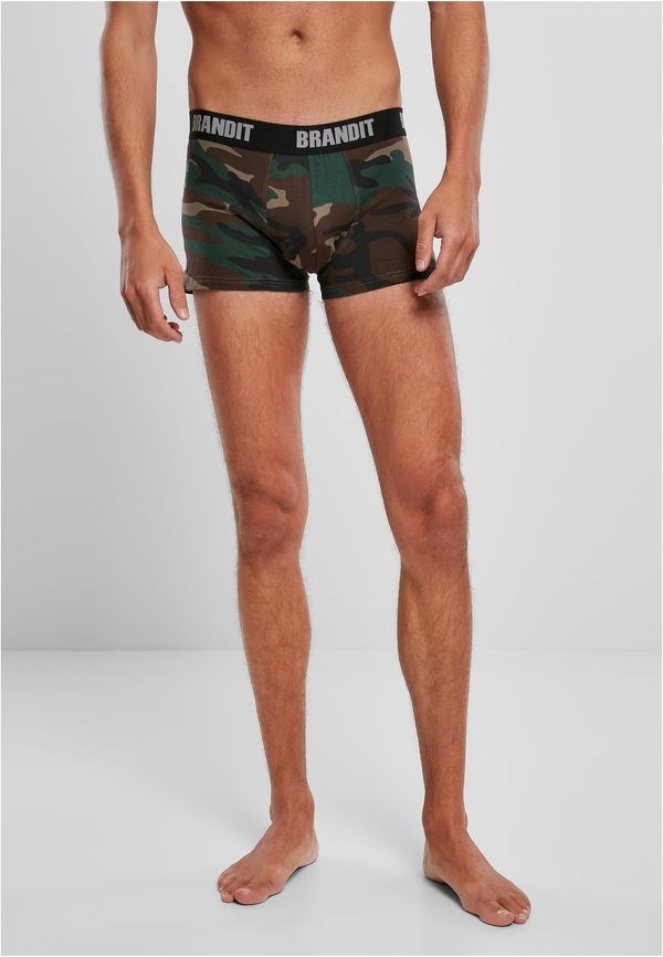 Brandit Men's Boxer Shorts Logo 2 Pack Forest Camouflage/Dark Camouflage