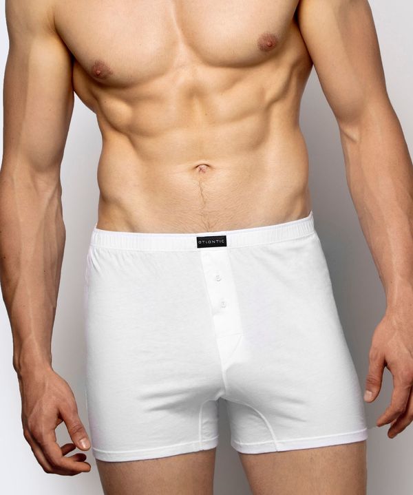 Atlantic Men's classic boxer shorts with buttons ATLANTIC 2PACK - white