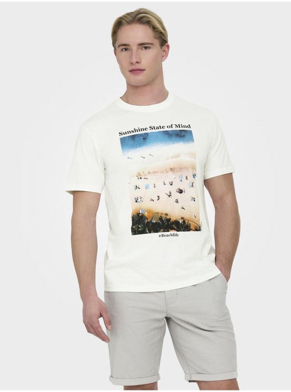 Only Men's cream T-shirt ONLY & SONS Kolton - Men