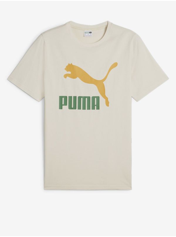 Puma Men's Cream T-Shirt Puma Classics Logo Tee - Men's