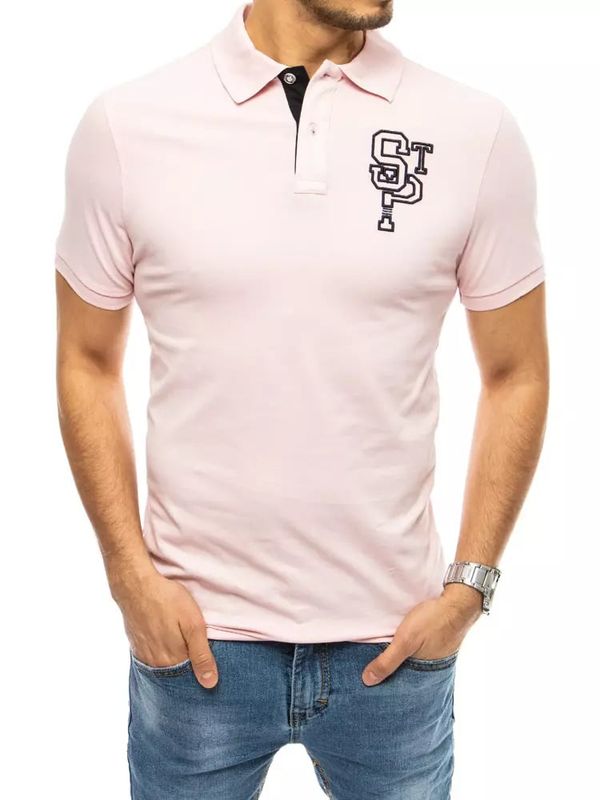 DStreet Men's Embroidered Polo Shirt - Pink Dstreet