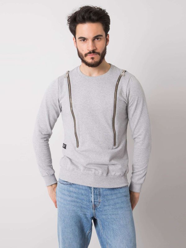 Fashionhunters Men's Grey Cotton Sweatshirt