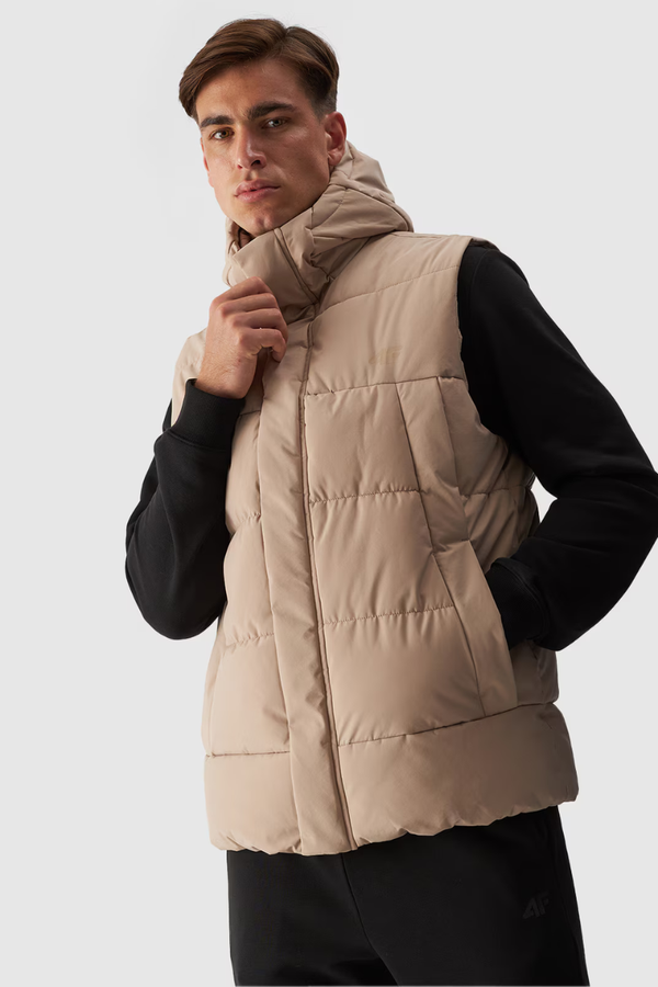 4F Men's Padded Gilet With Hood Beige 4FWAW24TVJ