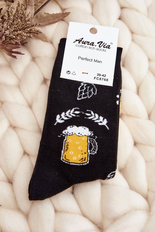 Kesi Men's Patterned Socks Beer Black