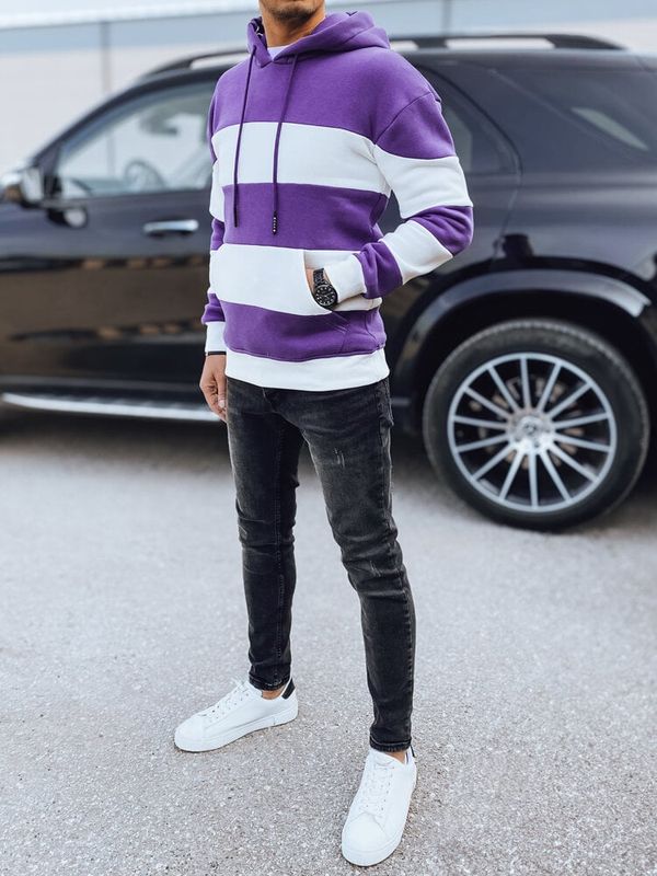 DStreet Men's purple-white striped hoodie Dstreet