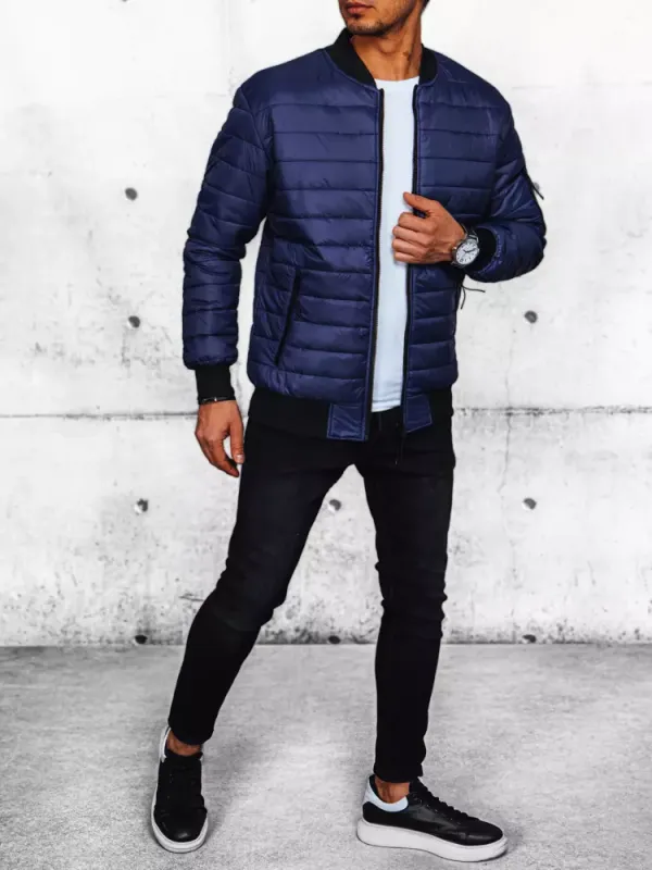 DStreet Men's Quilted Bomber Jacket Navy Blue Dstreet