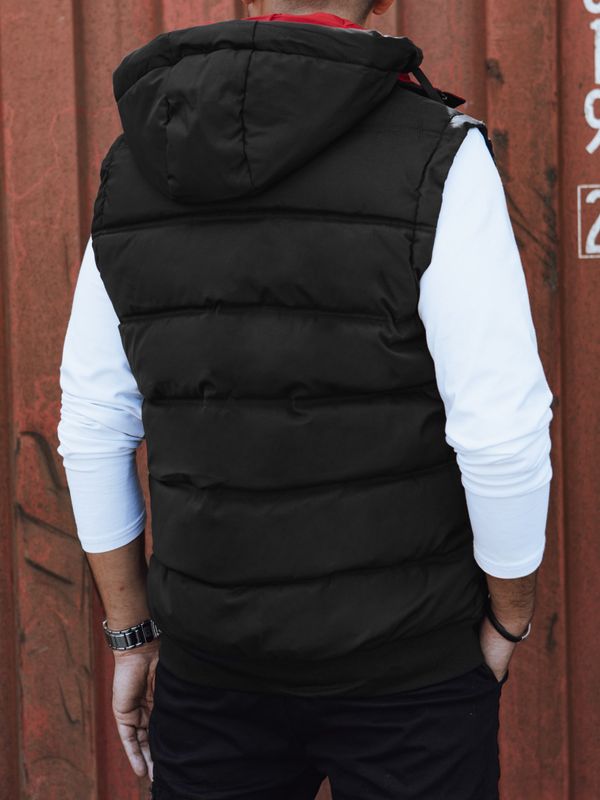 DStreet Men's quilted vest with hood black-red Dstreet