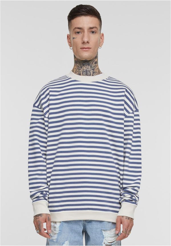 Urban Classics Men's Striped Crewneck Sweatshirt - White Sand/Blue