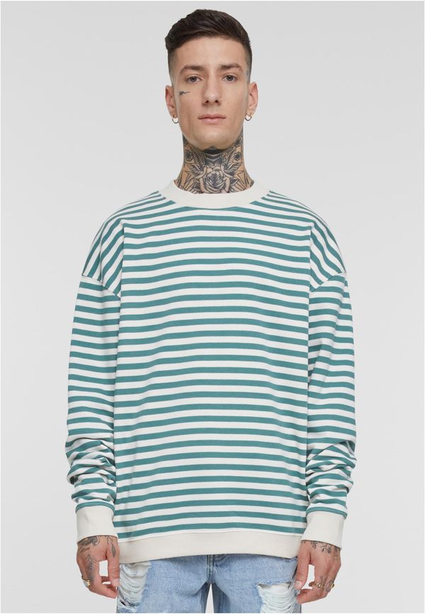 Urban Classics Men's Striped Crewneck Sweatshirt - White Sand/Green