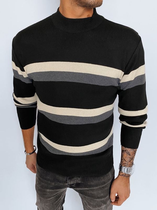 DStreet Men's Striped Turtleneck Black Dstreet