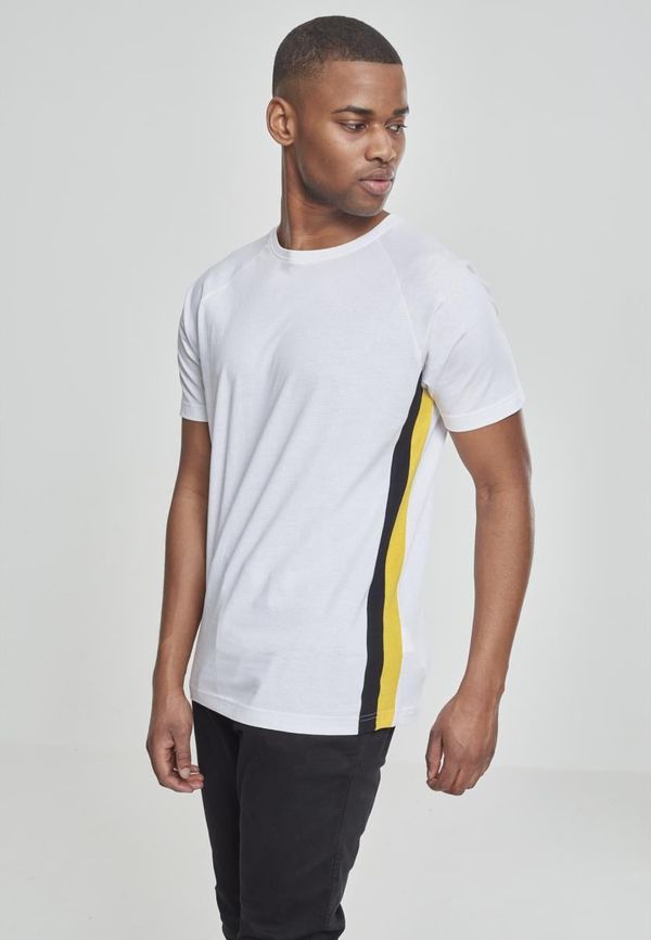 Urban Classics Men's T-shirt Raglan with side stripe white/black/yellow