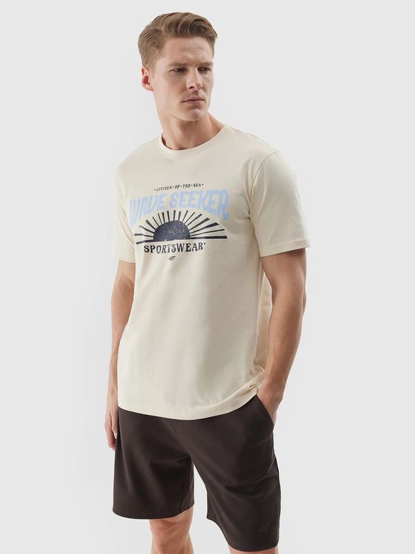 4F Men's T-shirt with 4F print - beige