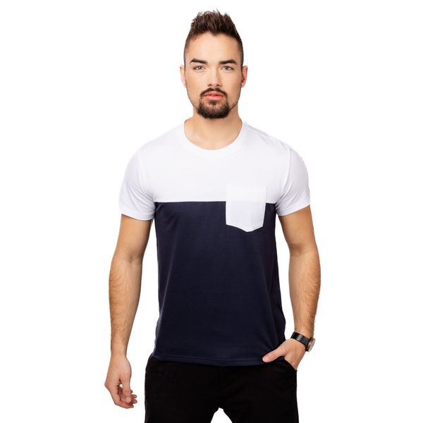 Glano Men's T-shirt with GLANO pocket - dark blue