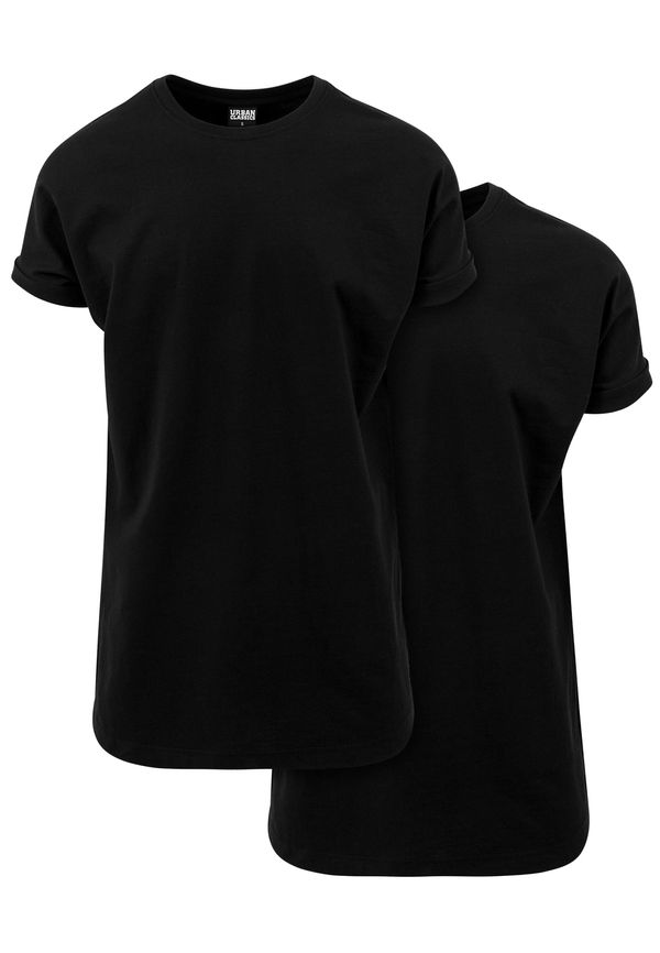 Urban Classics Men's T-shirts Pre-Pack Long Shaped Turnup 2-Pack black