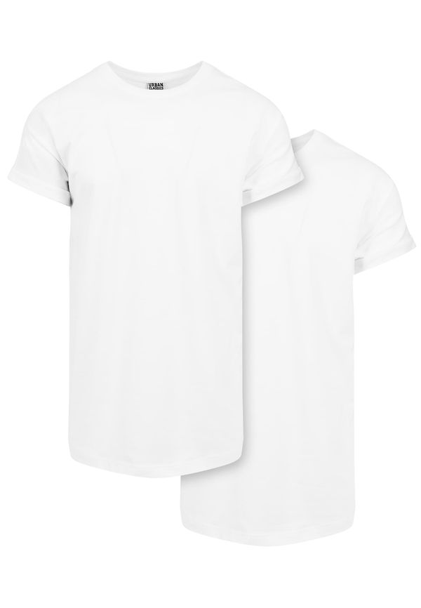 Urban Classics Men's T-shirts Pre-Pack Long Shaped Turnup 2-Pack white