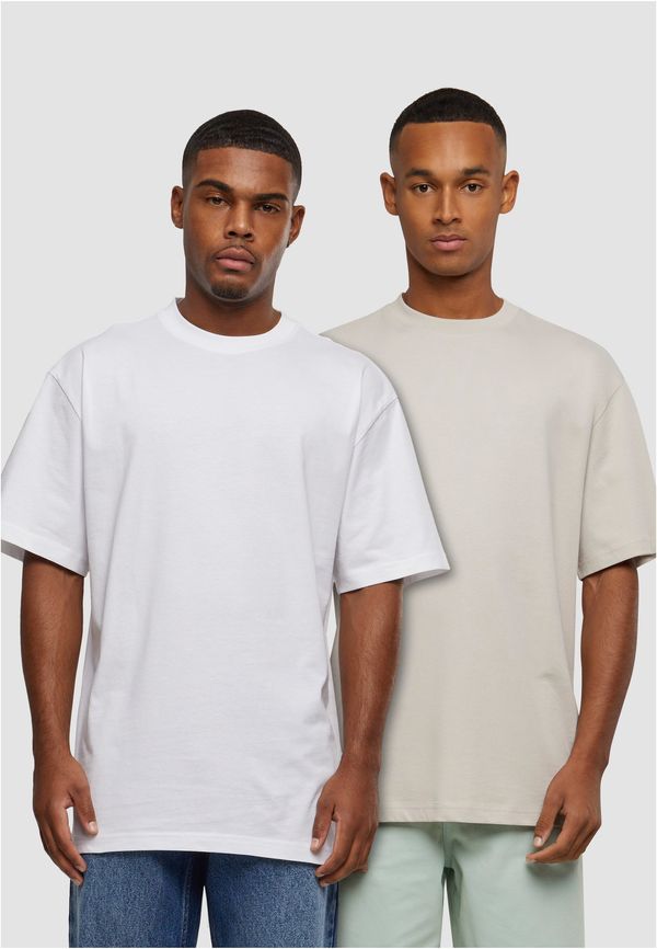 Urban Classics Men's UC Tall Tee 2-Pack T-Shirts - Beige+White