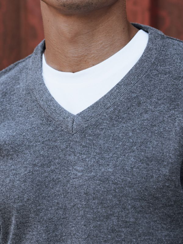 DStreet Men's V-neck sweater dark gray Dstreet