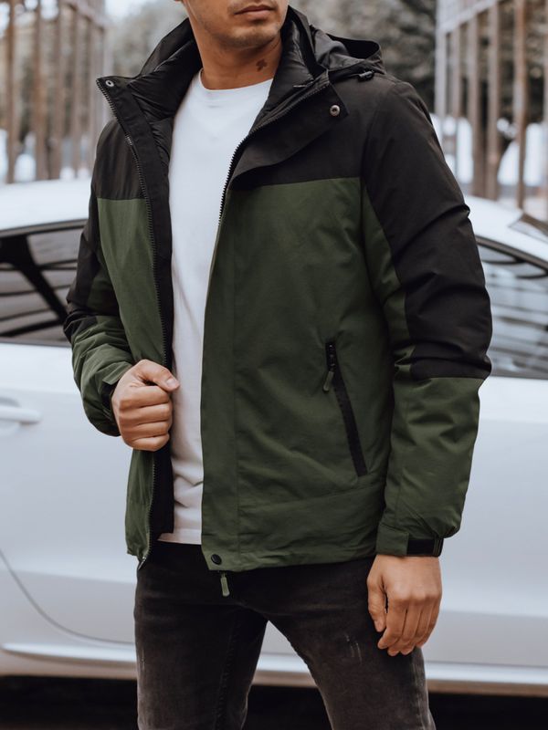 DStreet Men's winter jacket with hood green Dstreet