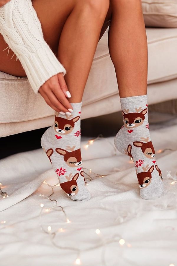 Milena Milena Christmas Women's Socks Reindeers Grey