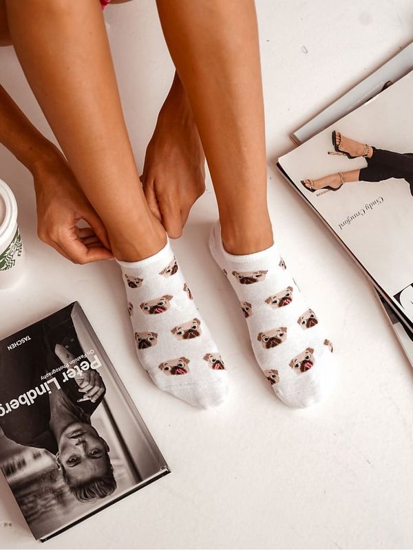 Milena Milena Ladies Cotton Socks With Pugs White