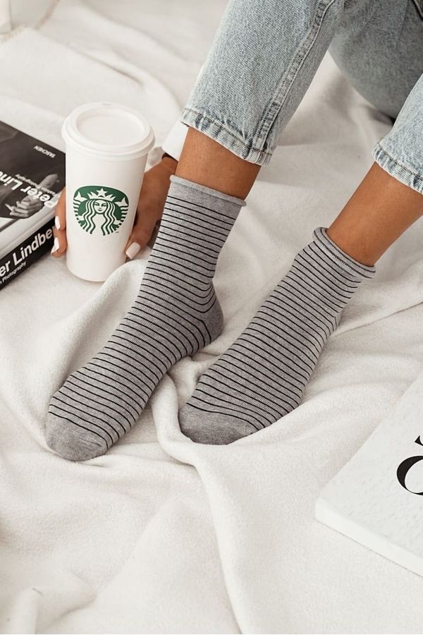 Milena Milena Women's Non-Pressing Socks In Thin Stripes Grey