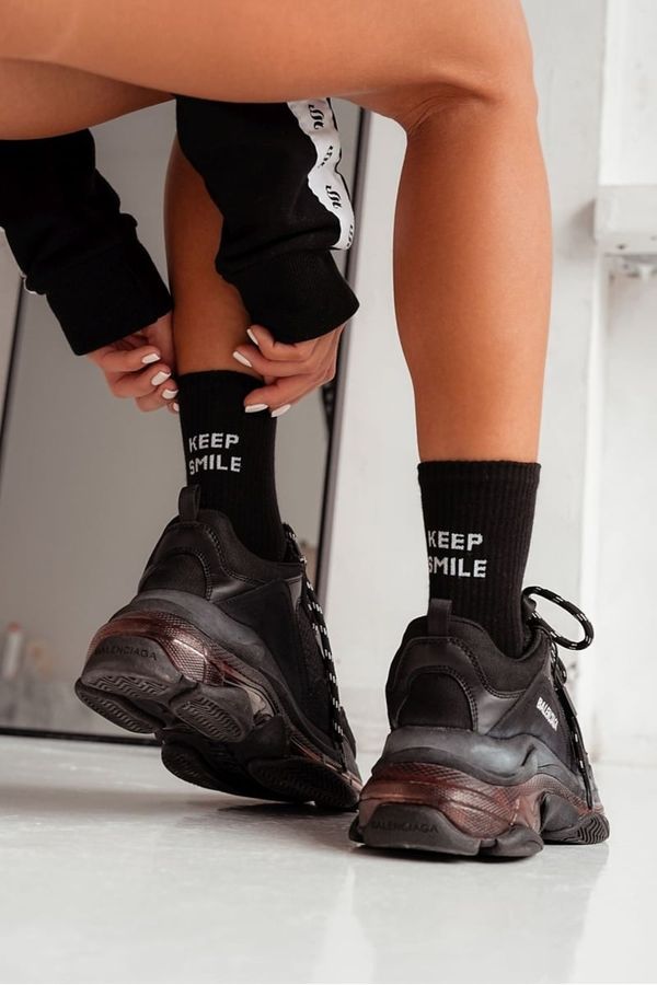 Milena Milena Women's Socks With The Text Keep Smile Black