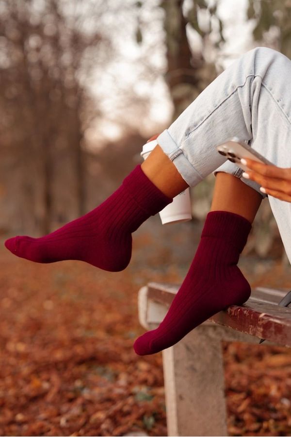 Milena Milena Women's Wool Socks Burgundy