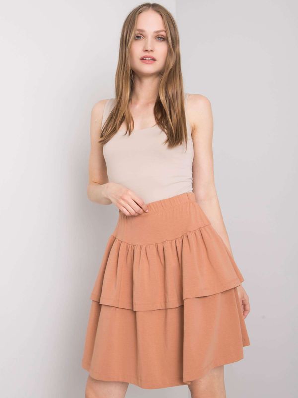 Fashionhunters Mini skirt with flared camel