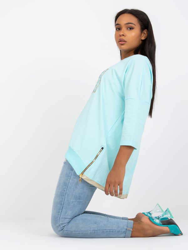 Fashionhunters Mint plus size blouse with application