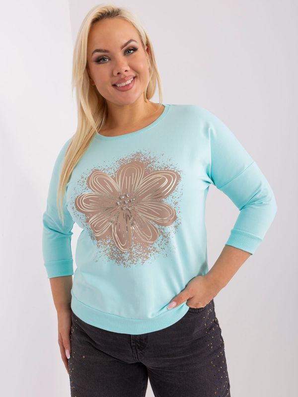 Fashionhunters Mint plus size blouse with round neckline