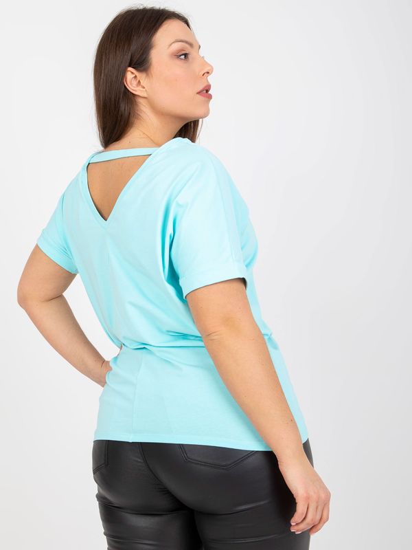 Fashionhunters Mint T-shirt plus sizes with back neckline