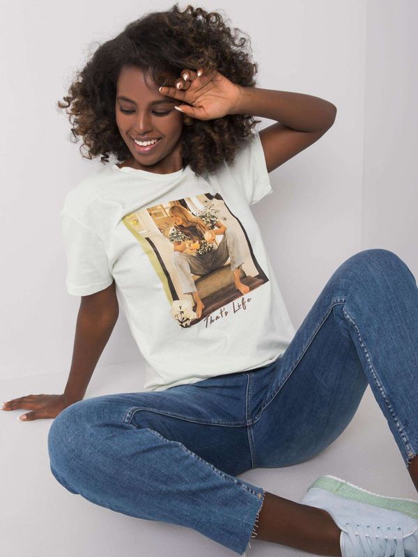 Fashionhunters Mint women's T-shirt with print