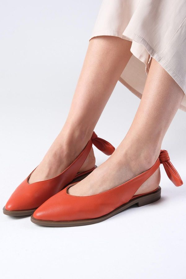 Mio Gusto Mio Gusto Bonny Women's Casual Flat Shoes With Genuine Leather Orange.