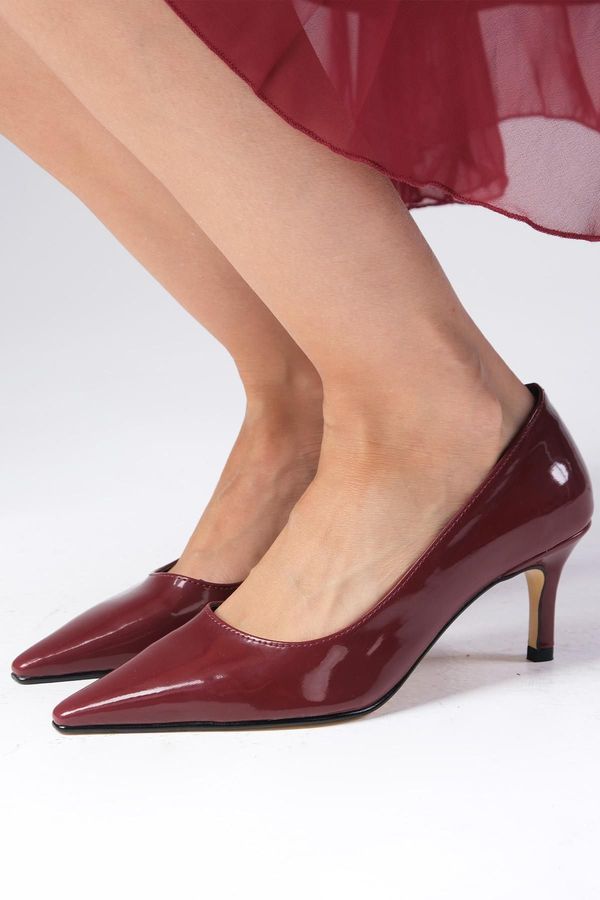 Mio Gusto Mio Gusto Claudine Claret Red Color Patent Leather Blunt Pointed Toe Women's High Heel Shoes