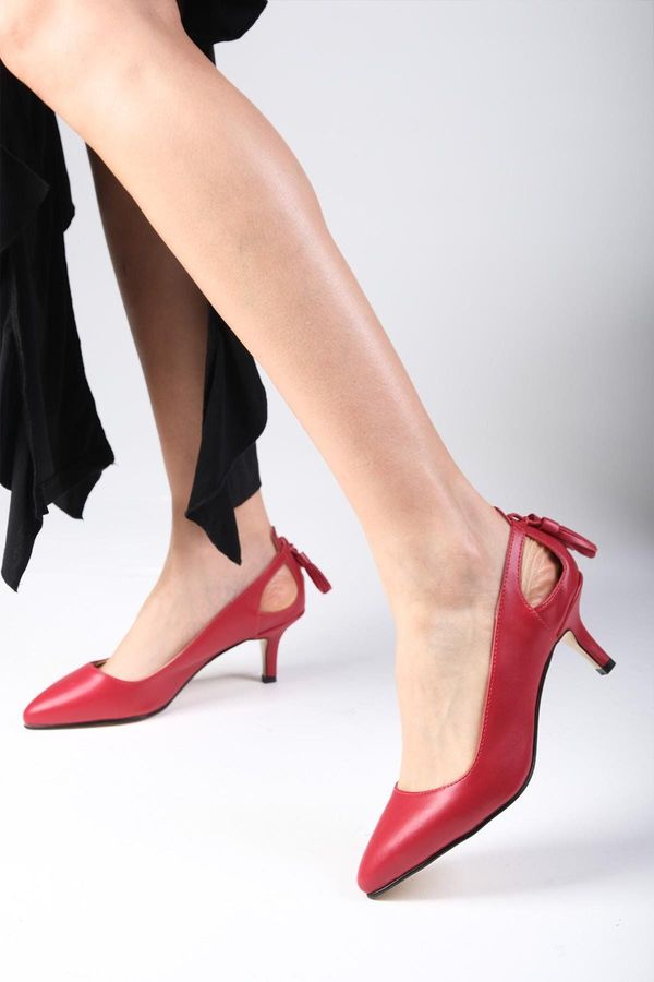 Mio Gusto Mio Gusto Drop Red Color Women's Short Heeled Shoes