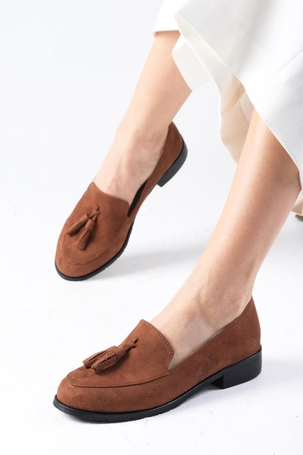 Mio Gusto Mio Gusto Iris Tan Color Suede Women's Oxford Daily Flat Shoes