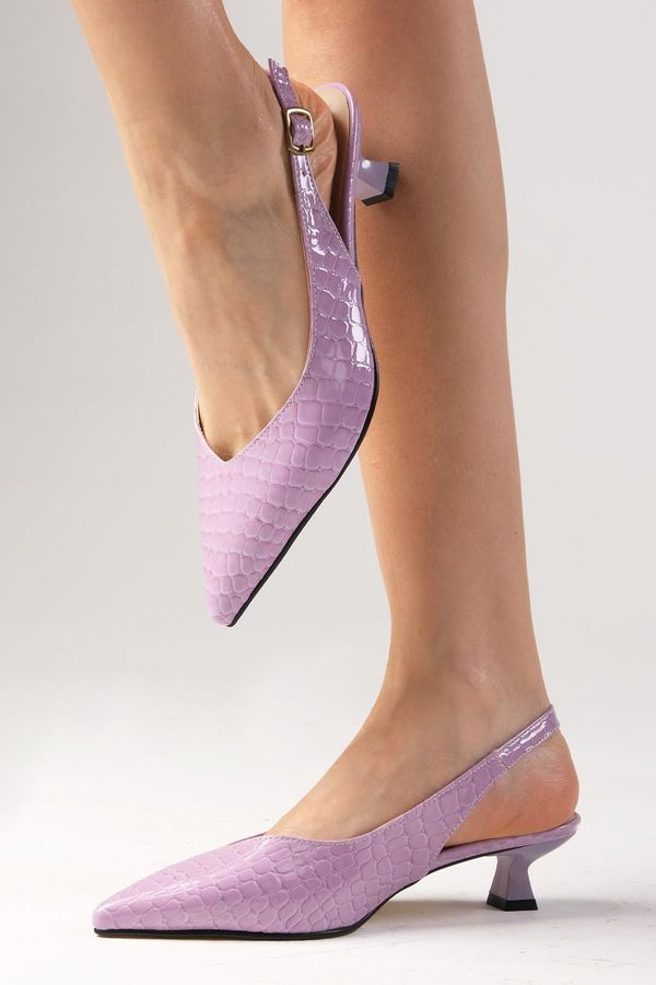 Mio Gusto Mio Gusto Nancy Lilac Open Back Short Heeled Shoes