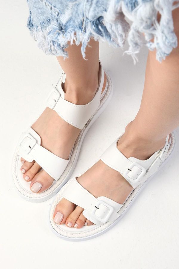 Mio Gusto Mio Gusto Nova White Color Double Strap Women's Sandals