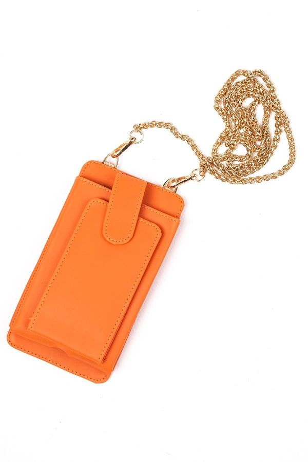 Mio Gusto Mio Gusto Orange Color Women's Wallet And Phone Bag With Chain Strap